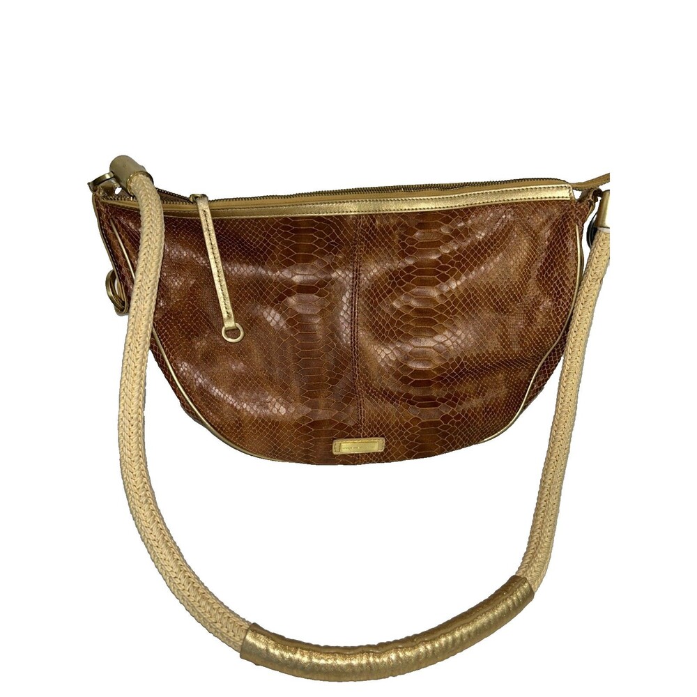 Adrienne Vittadini Vintage Women’s Leather Large Hobo Messenger Bag Snakeskin